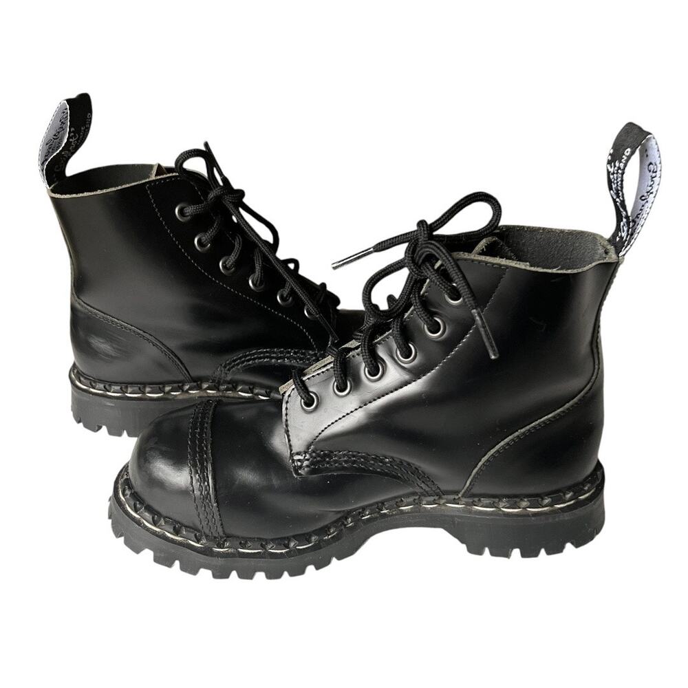 Original Gripfast Black Cap 6 Eye Steel Toe Leather Combat Boots Size 3.5 UK - Picture 12 of 14